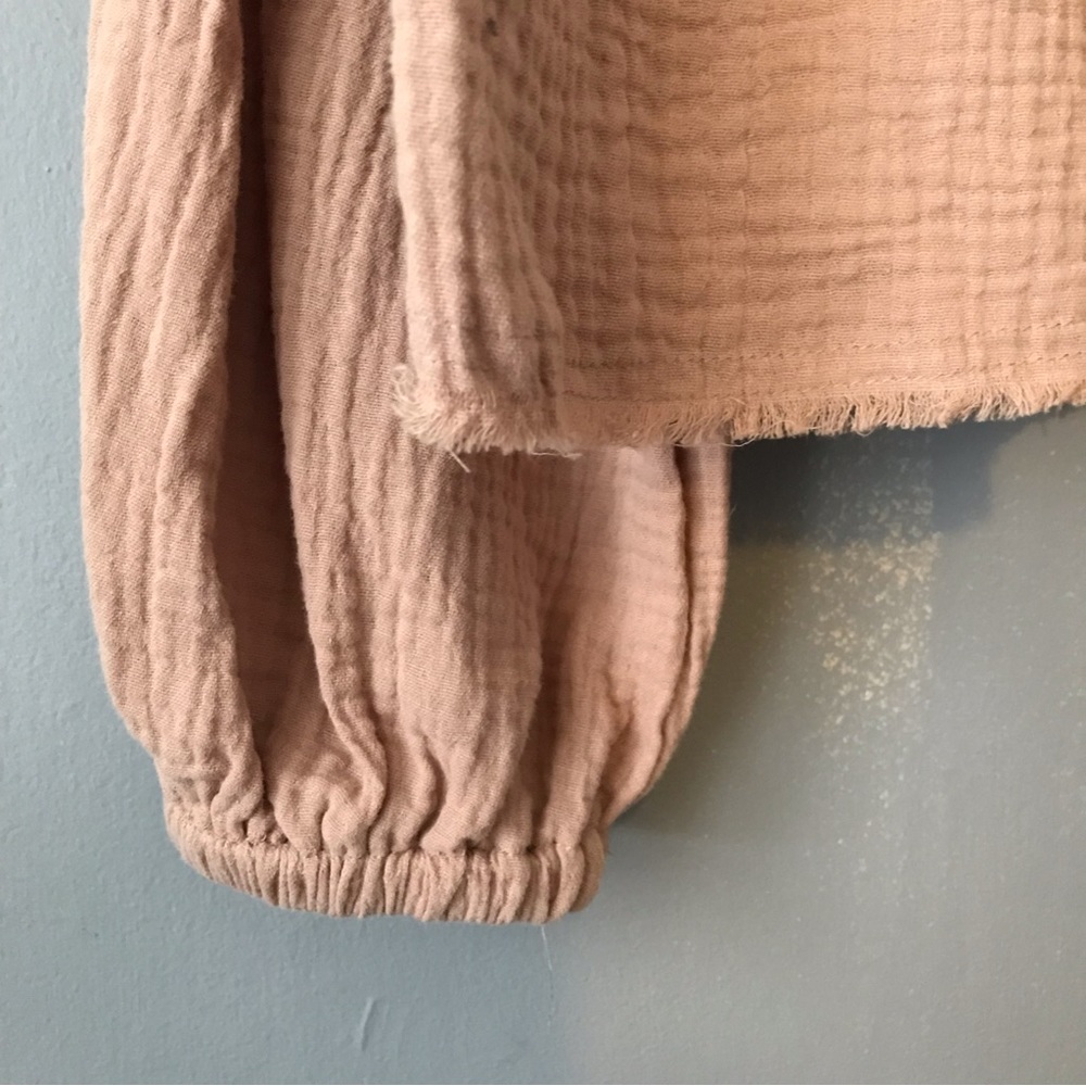 Peplum Smocked Long-Sleeve Blouse - Blush - Picture 5 of 11